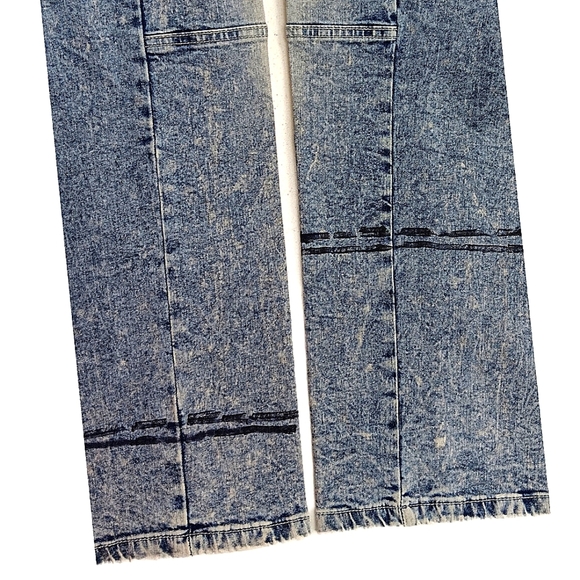Red Ape Moto Biker Acid Wash Blue Jean Whisker Distress Ribs 46 Skinny Big Tall - Picture 8 of 12
